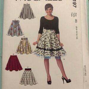 OCT SALE 6/$25+ship McCall’s M7197 Skirt Sewing Patterns